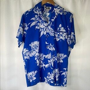 Vintage Hilo Hattie Aloha Shirt Short Slv Button Down Floral Luau Hawaiian Sz M